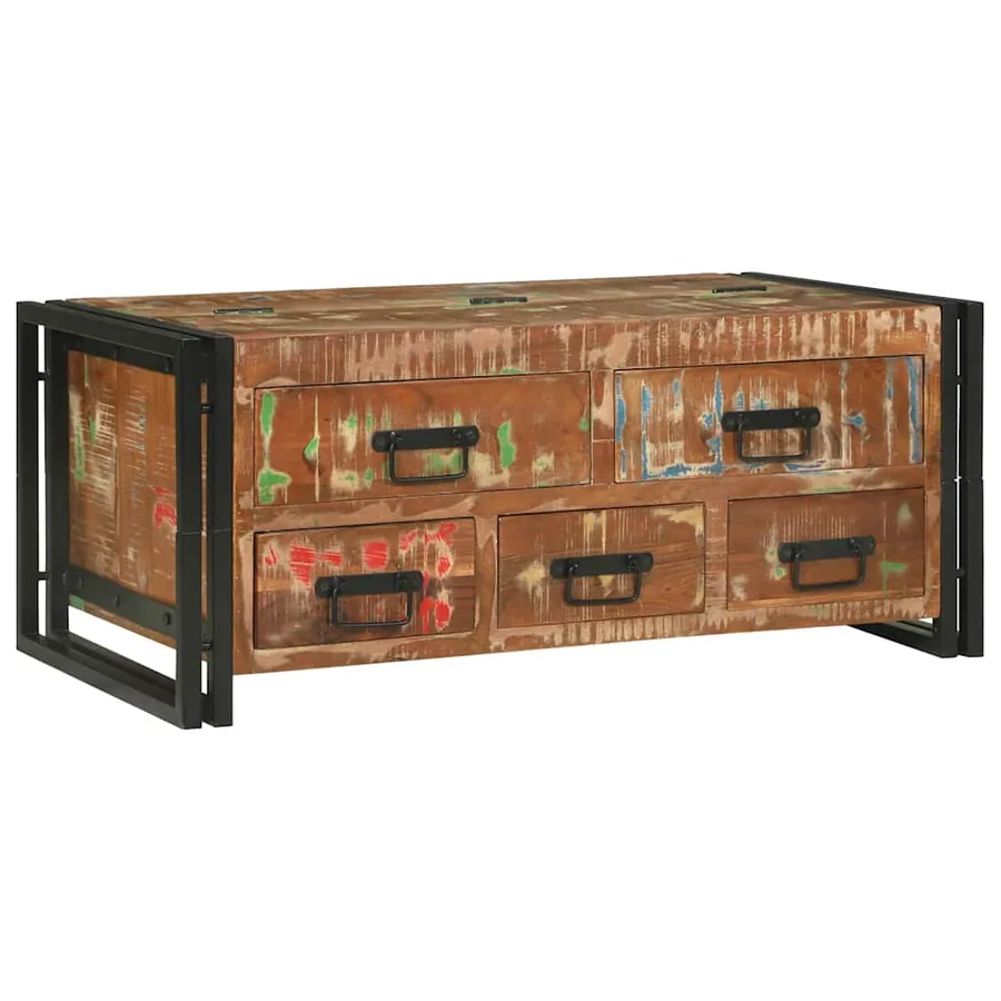 Table basse Multicolore 90 x 50 x 38 cm Bois Recyclé Solide - 2