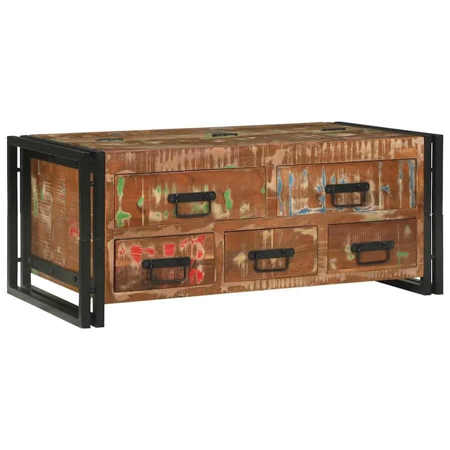 Table basse Multicolore 90 x 50 x 38 cm Bois Recyclé Solide - 7