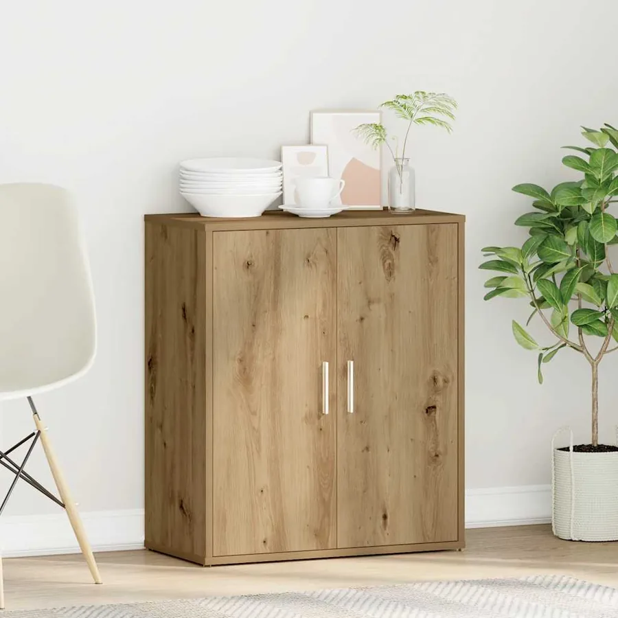 Buffet en chêne massif 60 x 31 x 70 cm bois d'ingénierie - 3