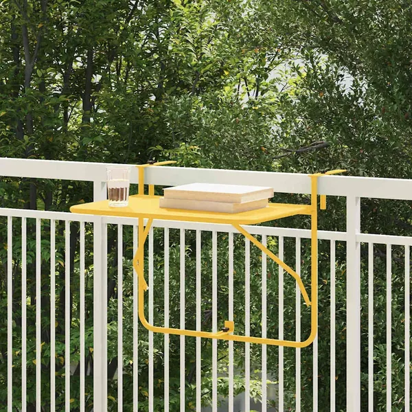 Table Suspendue de Balcon Moutarde 60 x 39 x 65 cm Acier