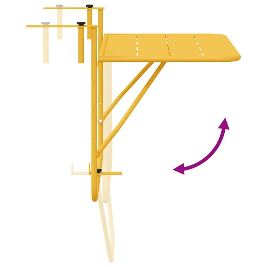 Table Suspendue de Balcon Moutarde 60 x 39 x 65 cm Acier - 8