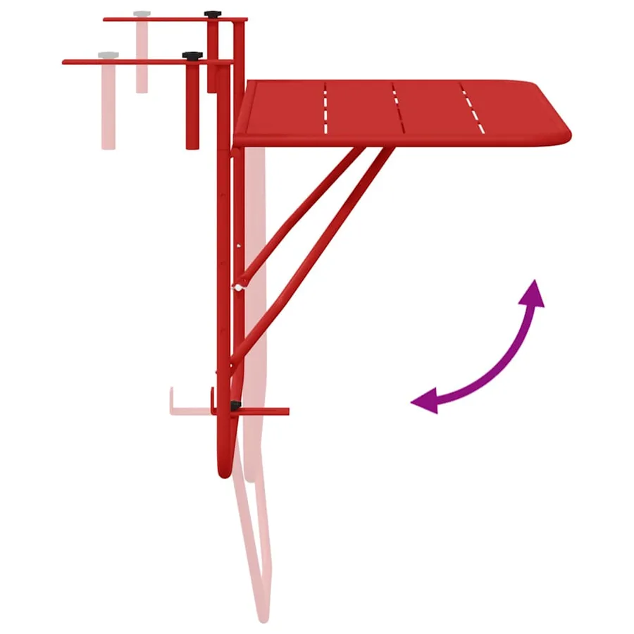 Table Suspendue de Balcon Rouge 60 x 39 x 65 cm Acier - 8