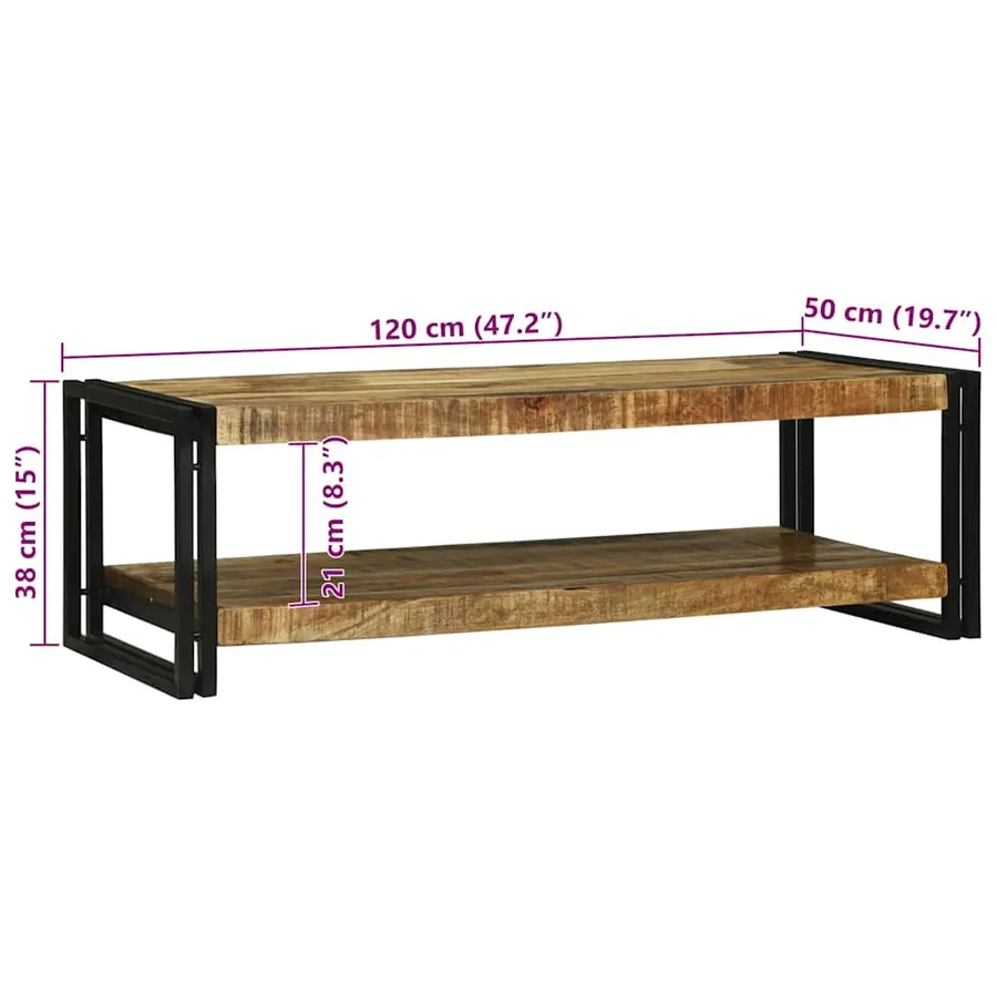 Table basse Marron 120 x 50 x 38 cm Bois de mangue massif - 10