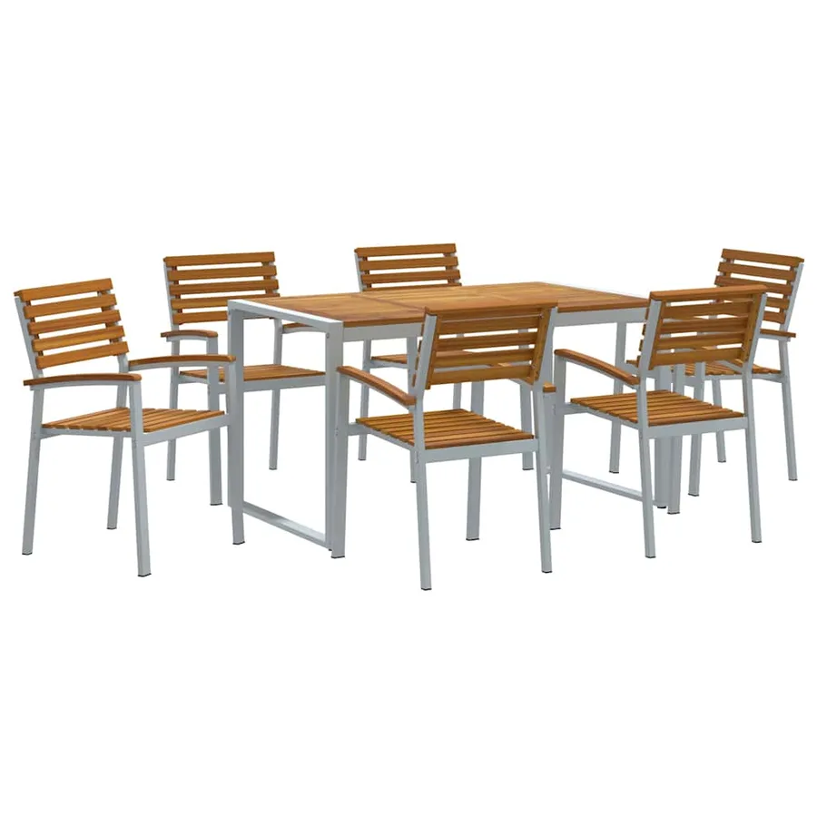 Ensemble de salle à manger pour jardin 7 pcs Gris - 2