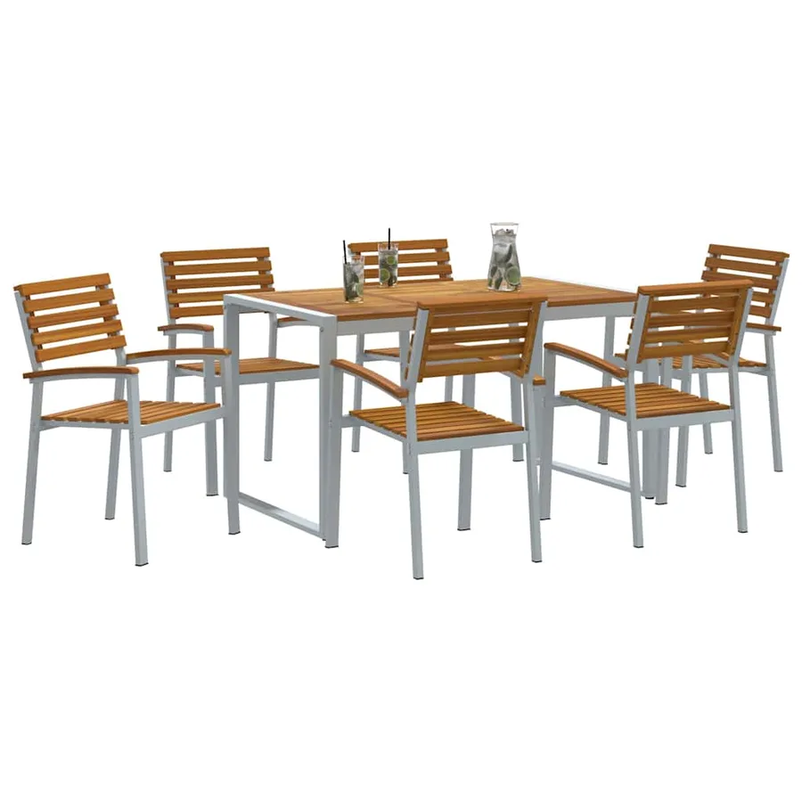 Ensemble de salle à manger pour jardin 7 pcs Gris - 3