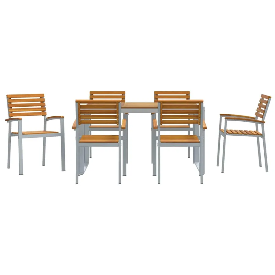 Ensemble de salle à manger pour jardin 7 pcs Gris - 7