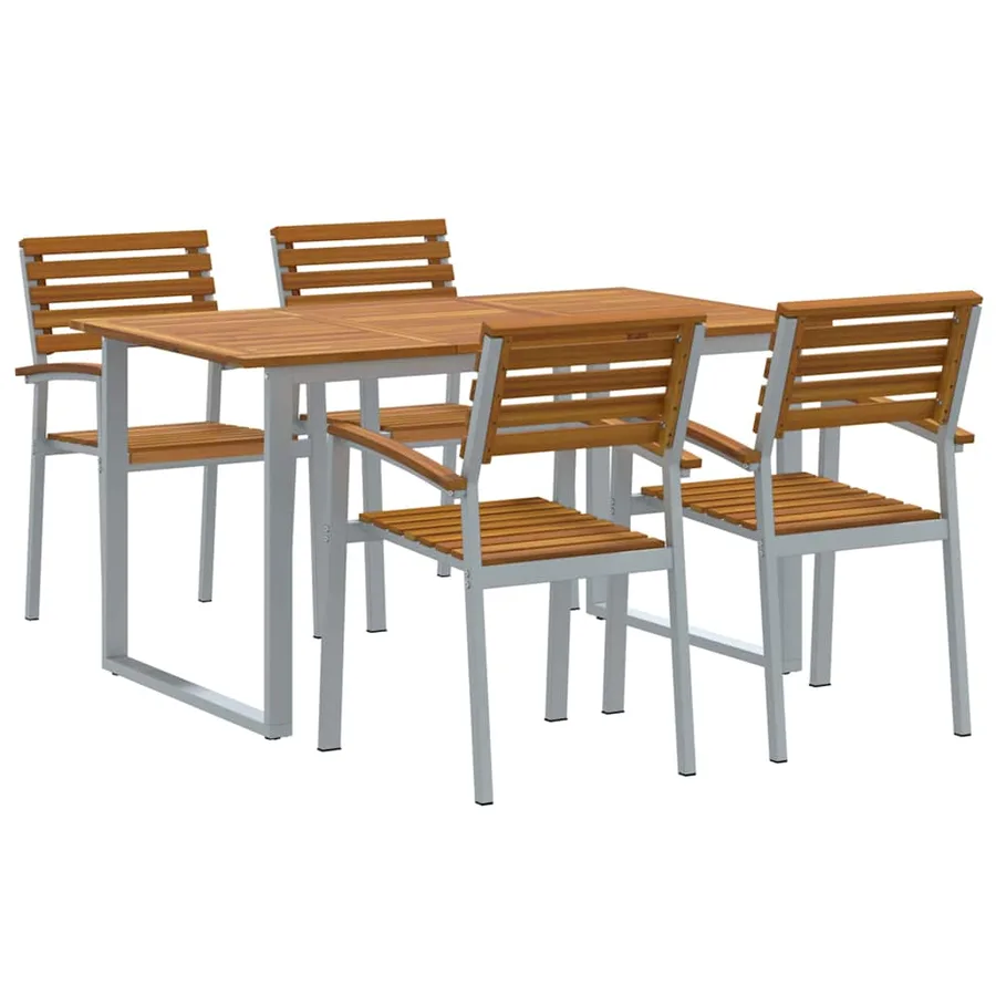 Ensemble de salle à manger pour jardin 5 pcs Gris - 2
