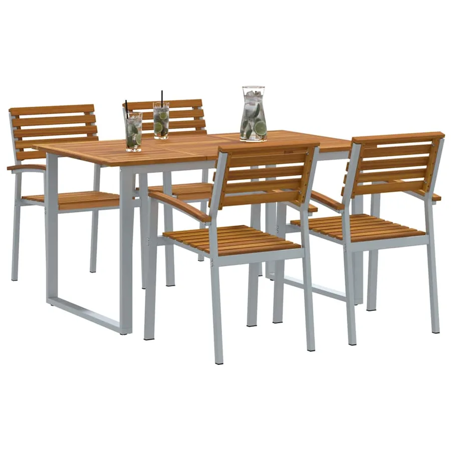 Ensemble de salle à manger pour jardin 5 pcs Gris - 3