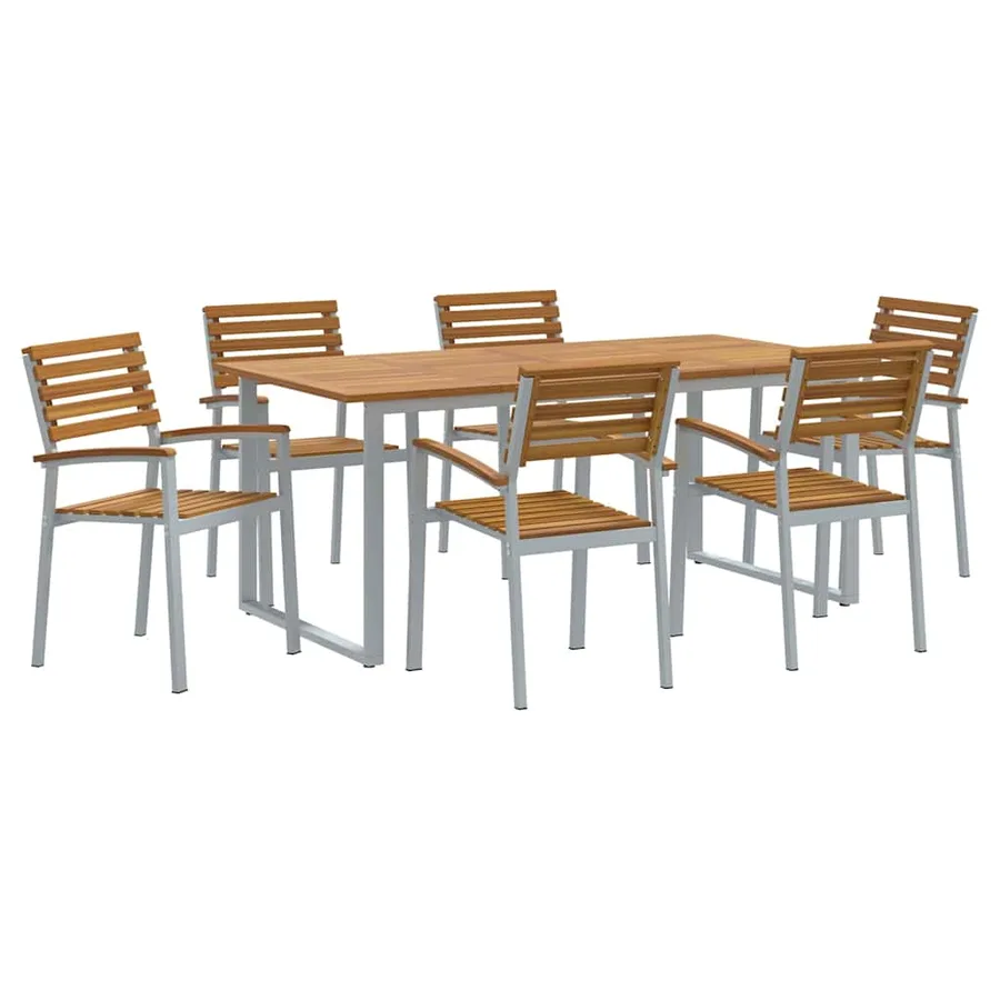 Ensemble de salle à manger pour jardin 7 pcs Gris - 2