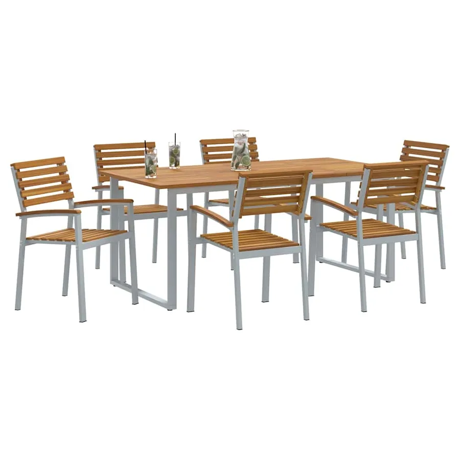 Ensemble de salle à manger pour jardin 7 pcs Gris - 3
