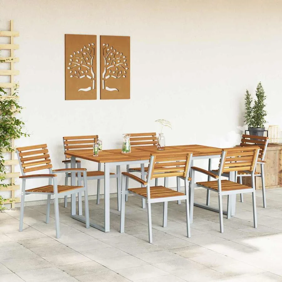 Ensemble de salle à manger pour jardin 7 pcs Gris - 4