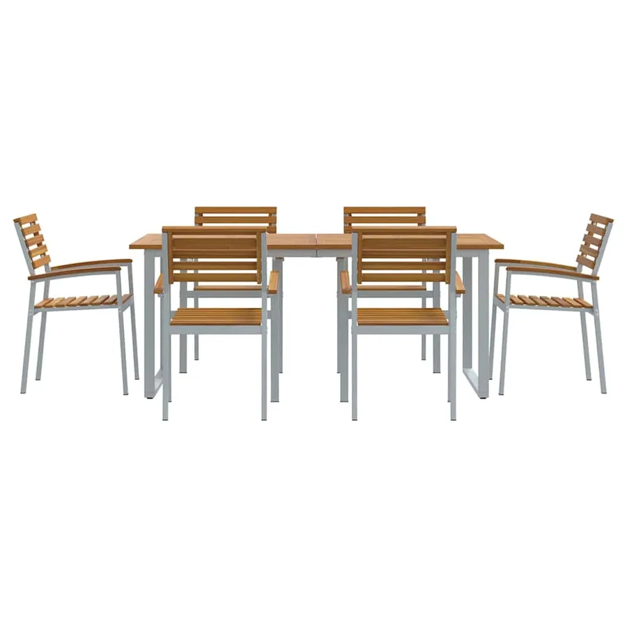 Ensemble de salle à manger pour jardin 7 pcs Gris - 7