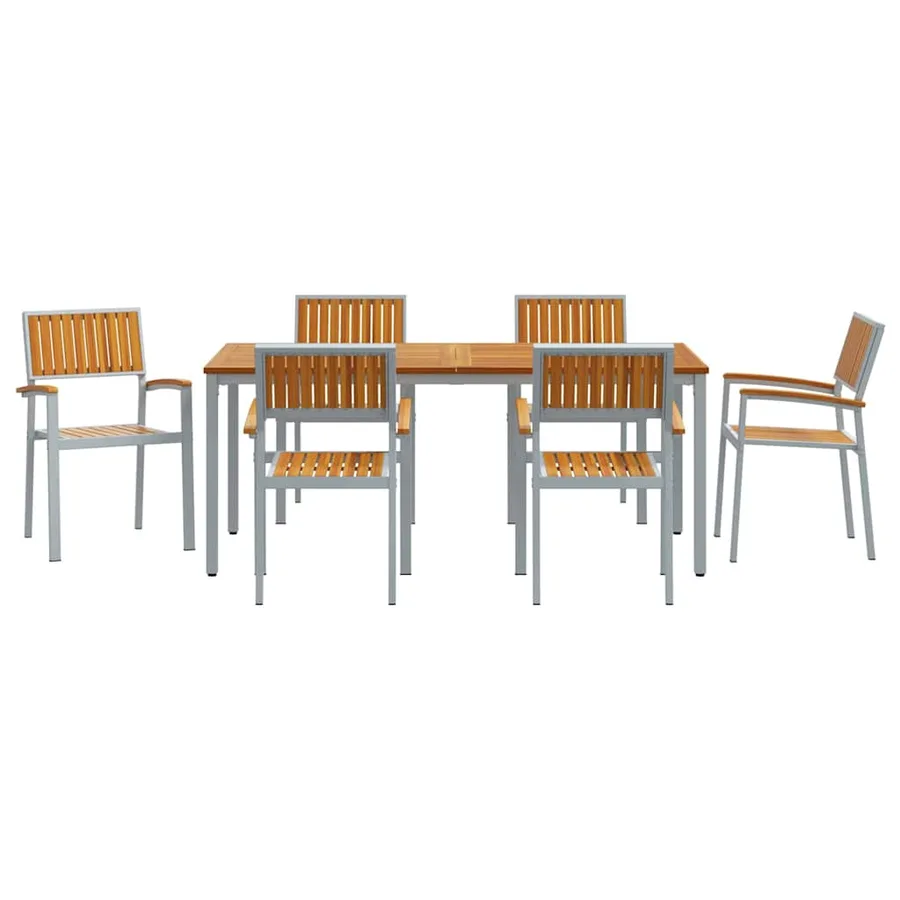 Ensemble de salle à manger pour jardin 7 pcs Gris - 7