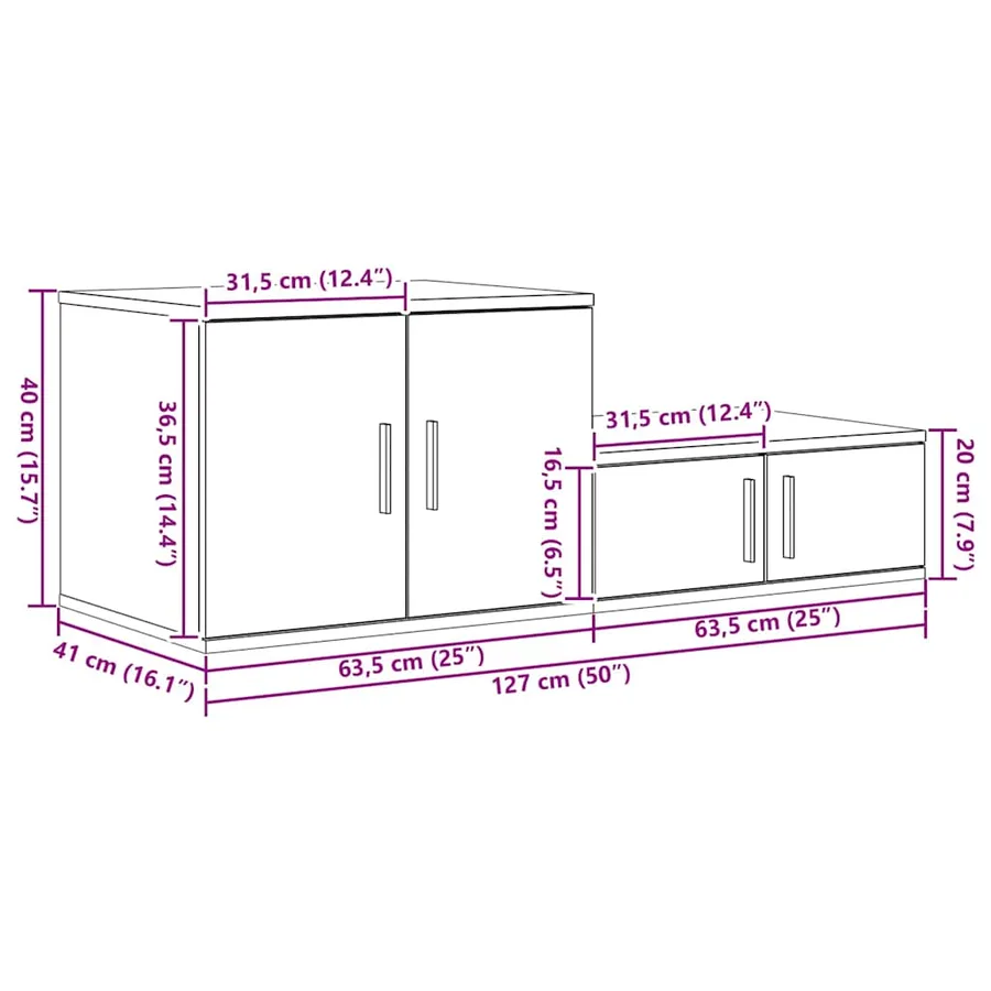 Armoire de rangement 2 pcs Blanc 127 x 41 x 40 cm - 14