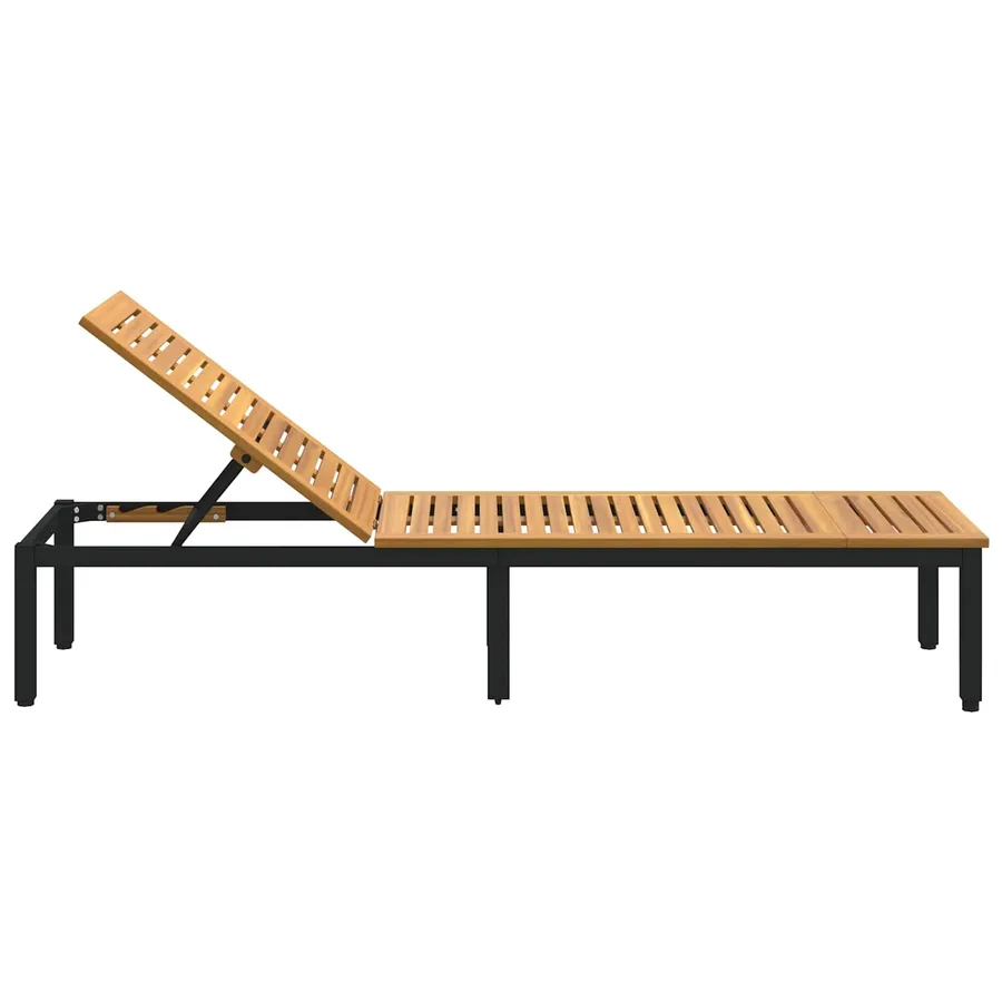 Transat Noir 200 x 55 x 35 cm Bois d'Acacia Massif - 8