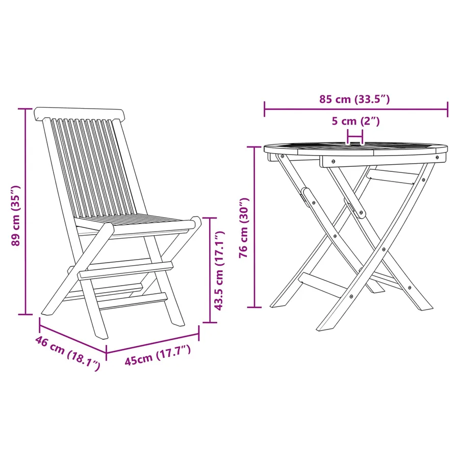 Ensemble de salle à manger pour jardin 3 pcs Marron - 2