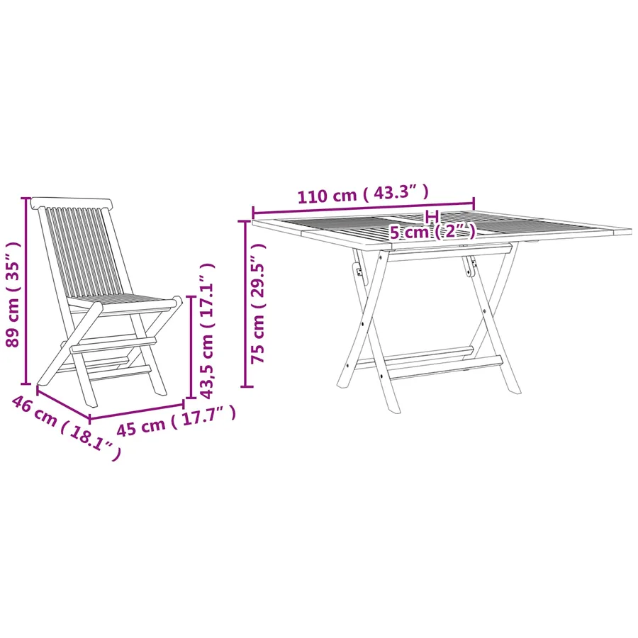 Ensemble de salle à manger pour jardin Marron Teck massif - 7