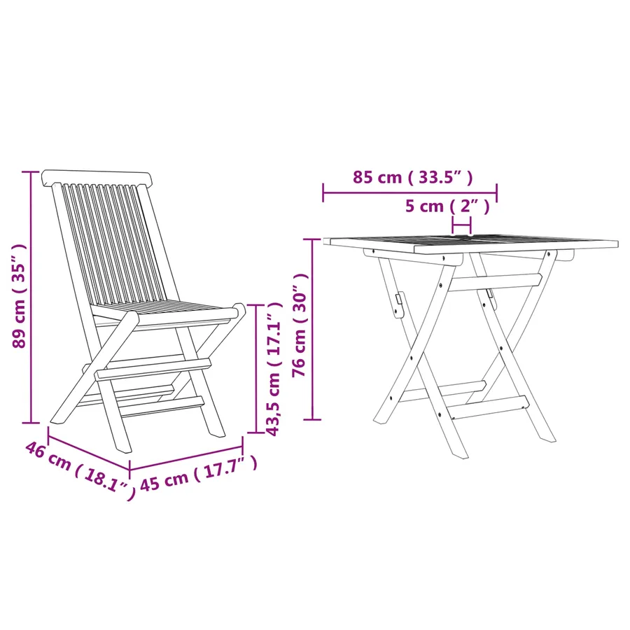 Ensemble de salle à manger pour jardin 3 pcs Marron - 8