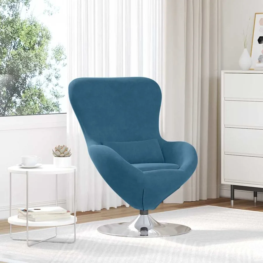 Fauteuil œuf Bleu Velours
