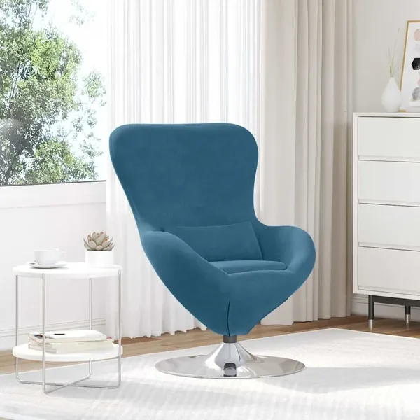 Fauteuil œuf Bleu Velours