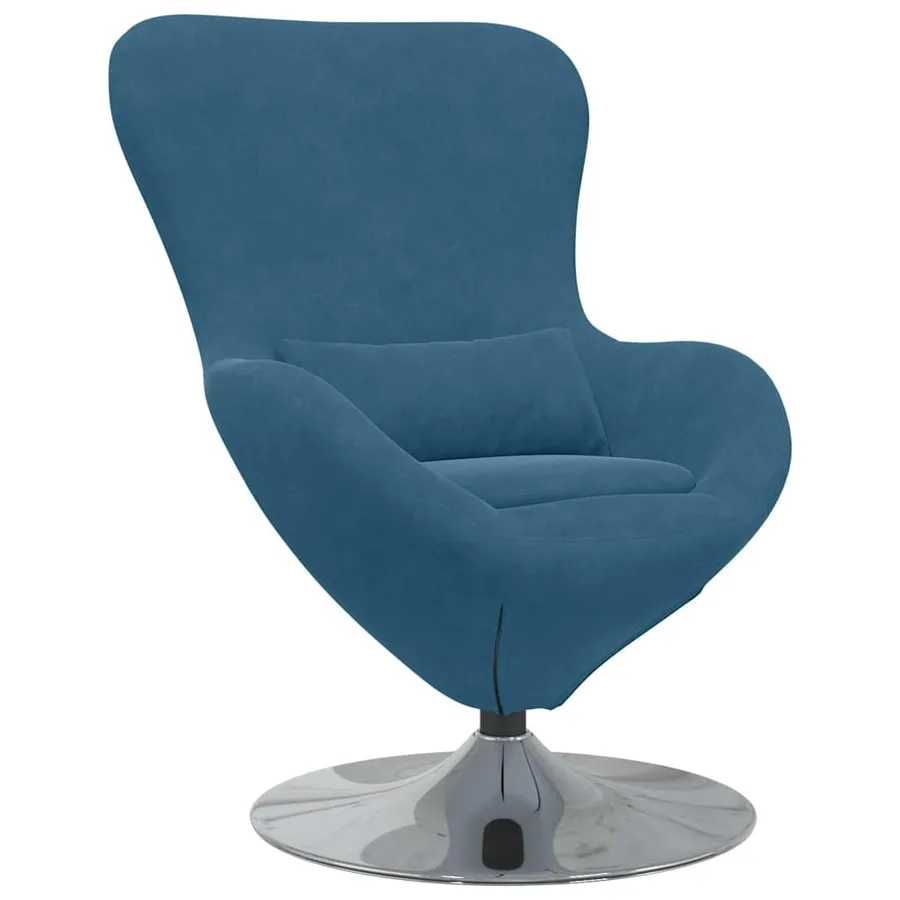 Fauteuil œuf Bleu Velours - 2