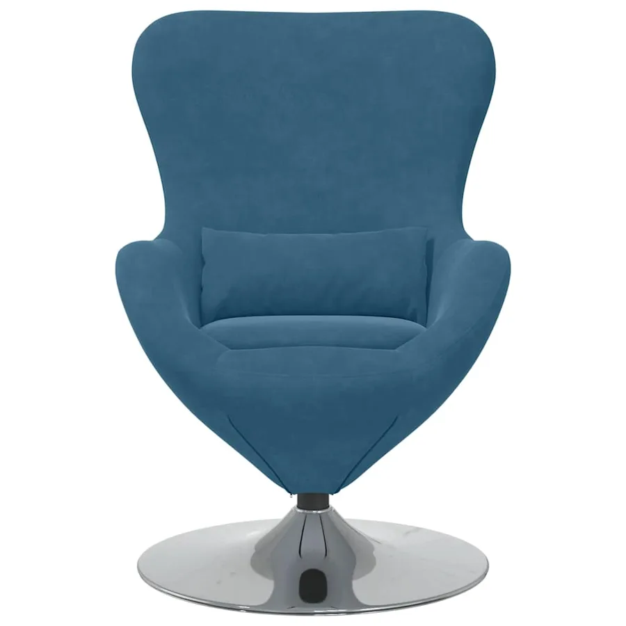 Fauteuil œuf Bleu Velours - 4