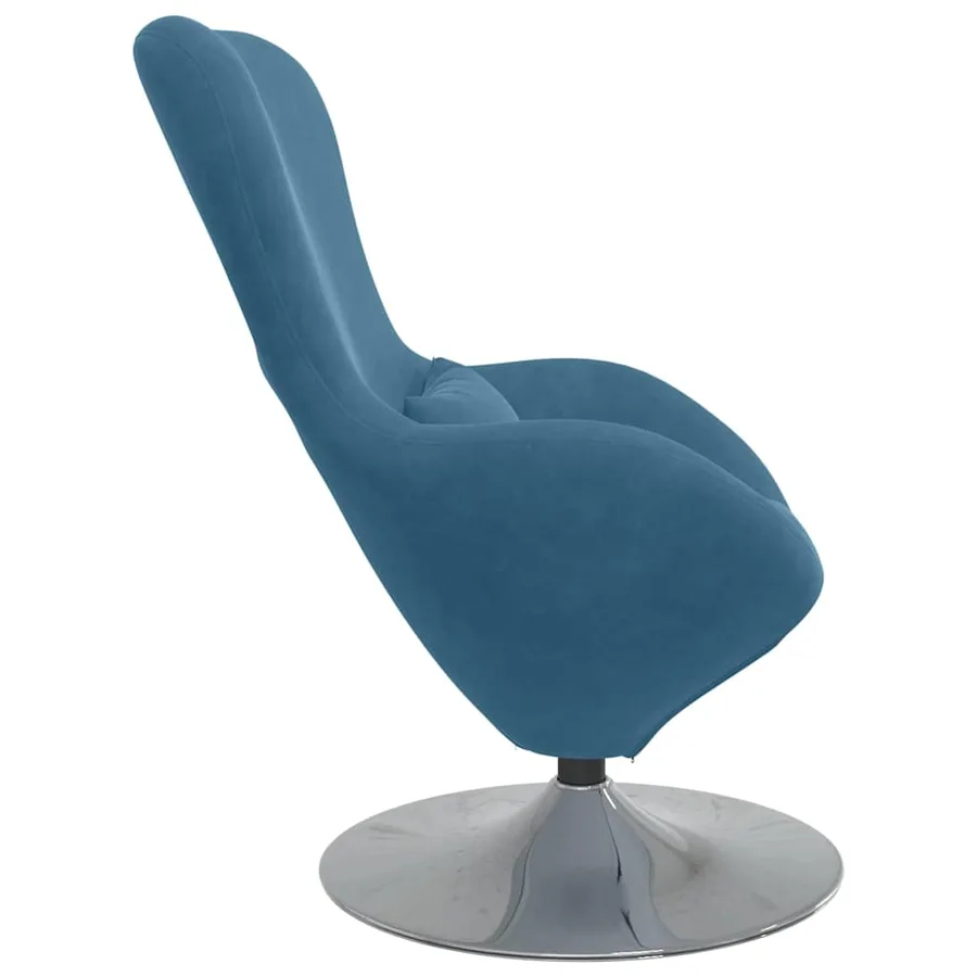 Fauteuil œuf Bleu Velours - 5