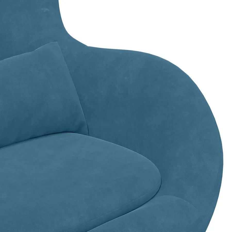 Fauteuil œuf Bleu Velours - 7