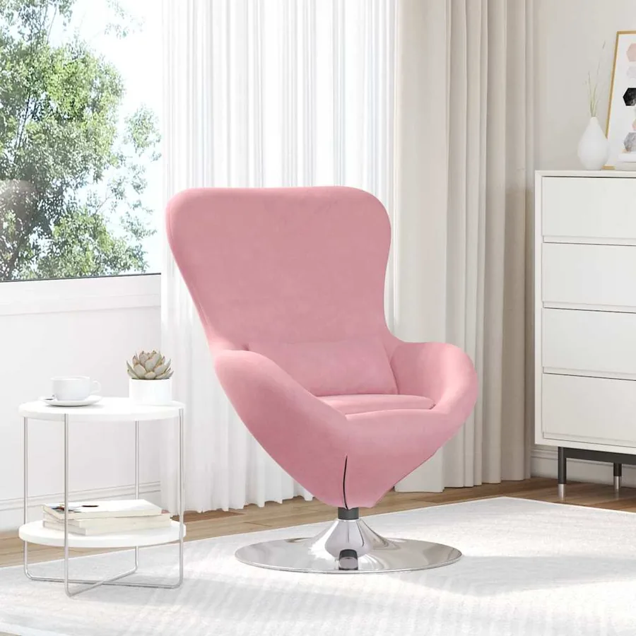 Fauteuil œuf Rose Velours