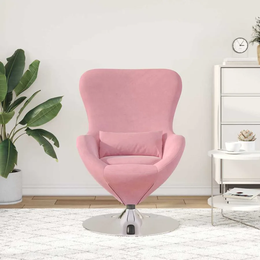 Fauteuil œuf Rose Velours - 3