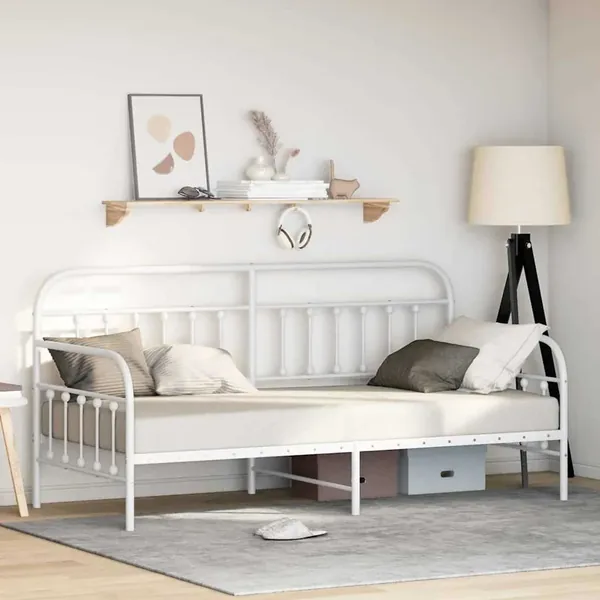 Cadre de lit de jour Blanc 100 x 200 cm Acier enduit de poudre