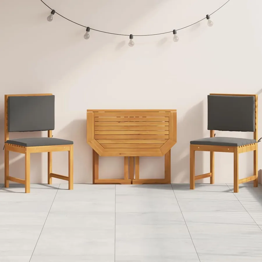 Ensemble bistro de jardin 3 pcs Marron Bois d'Acacia Massif