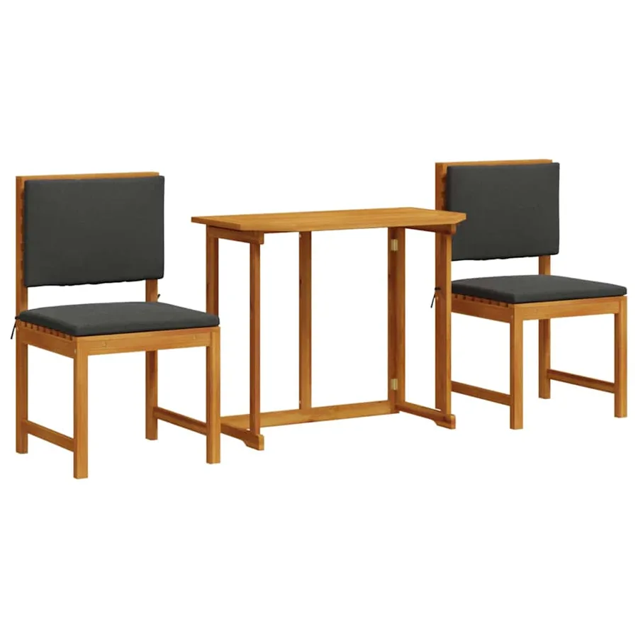 Ensemble bistro de jardin 3 pcs Marron Bois d'Acacia Massif - 2