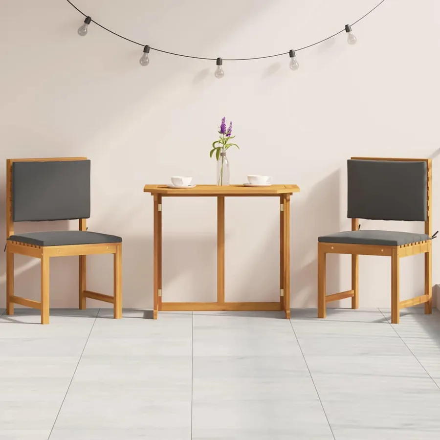 Ensemble bistro de jardin 3 pcs Marron Bois d'Acacia Massif - 4