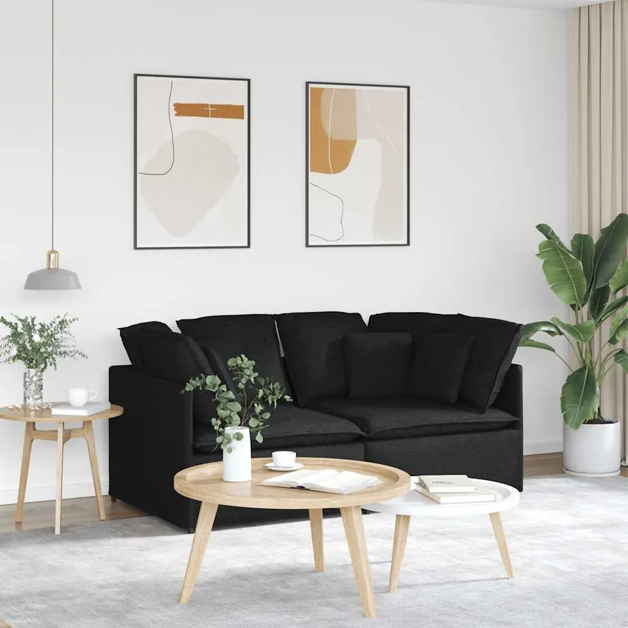 Canapé modulable avec coussins en tissu noir