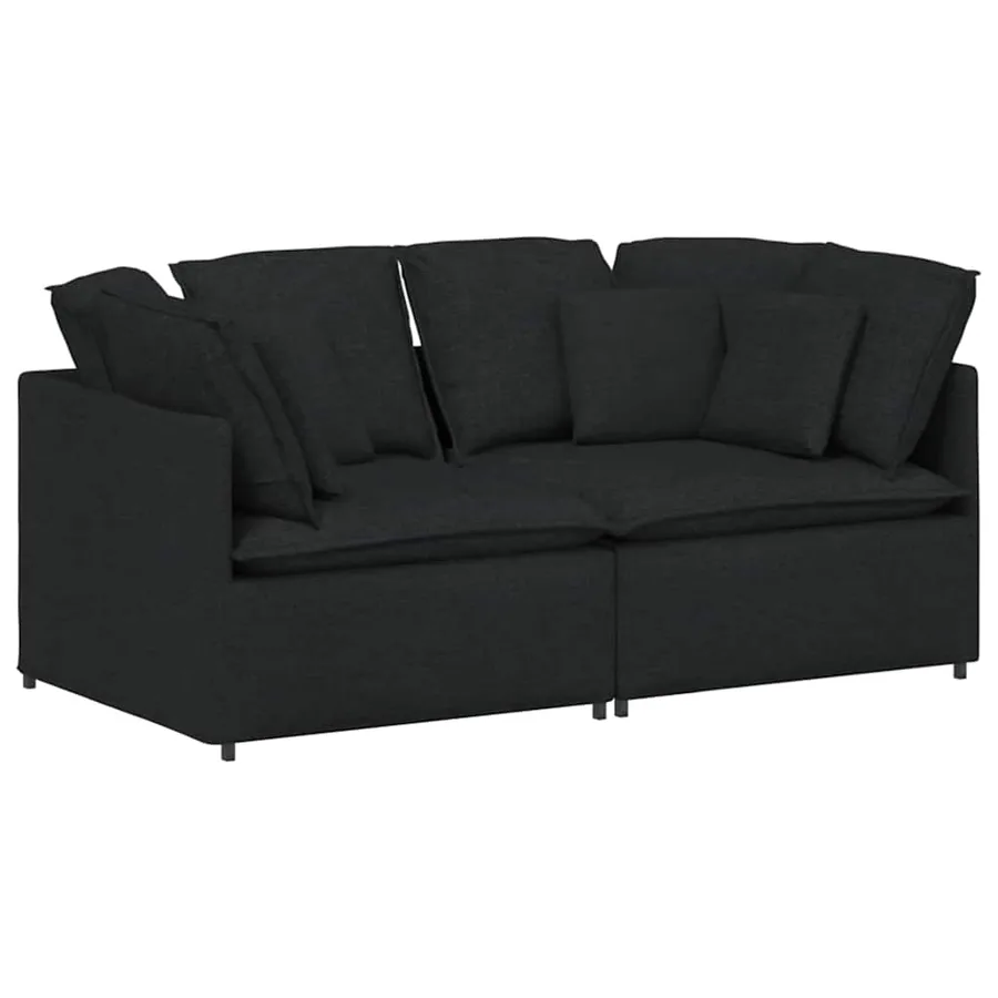 Canapé modulable avec coussins en tissu noir - 2