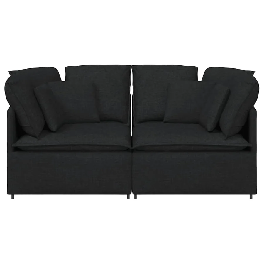 Canapé modulable avec coussins en tissu noir - 4