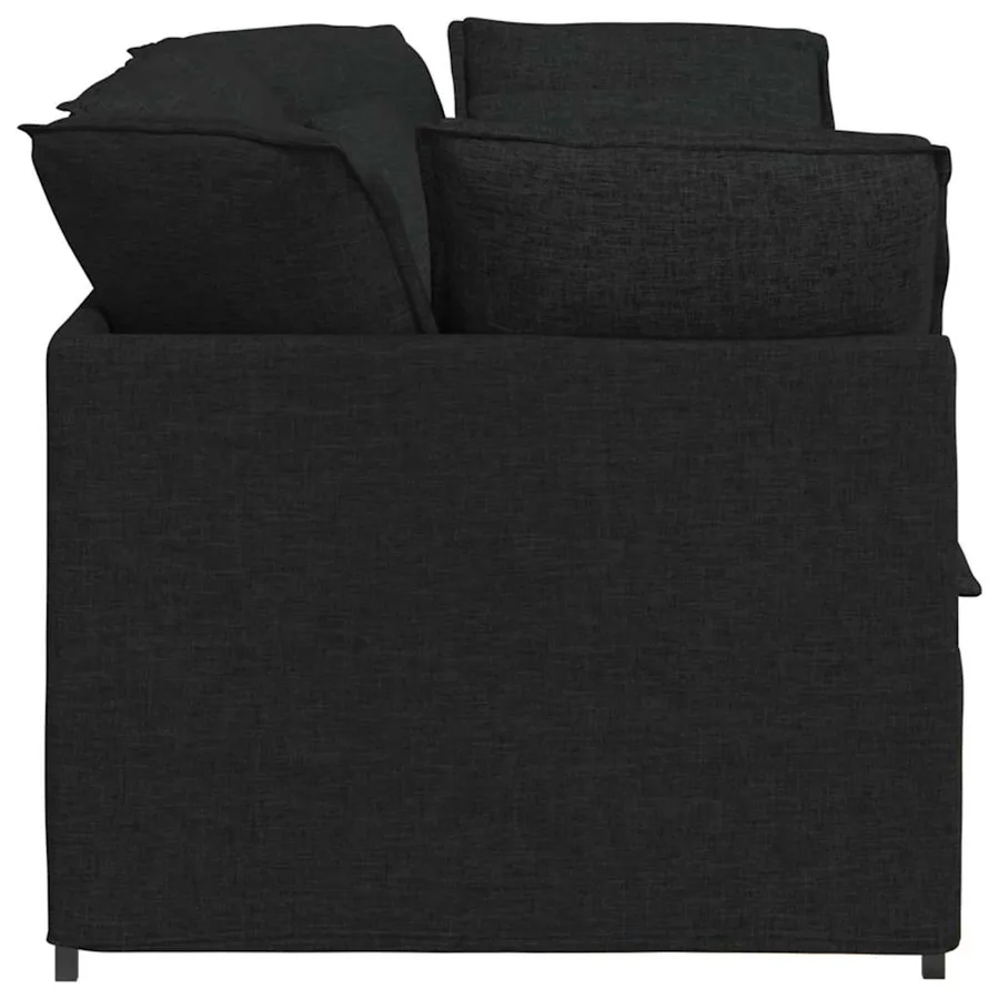 Canapé modulable avec coussins en tissu noir - 5