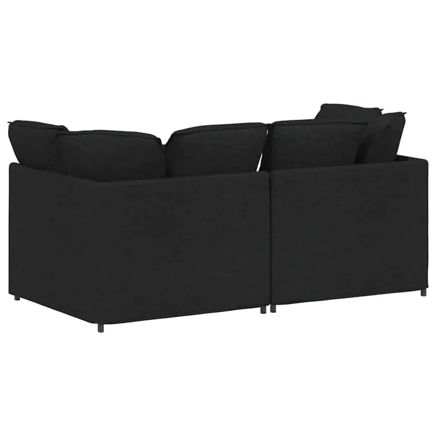 Canapé modulable avec coussins en tissu noir - 6