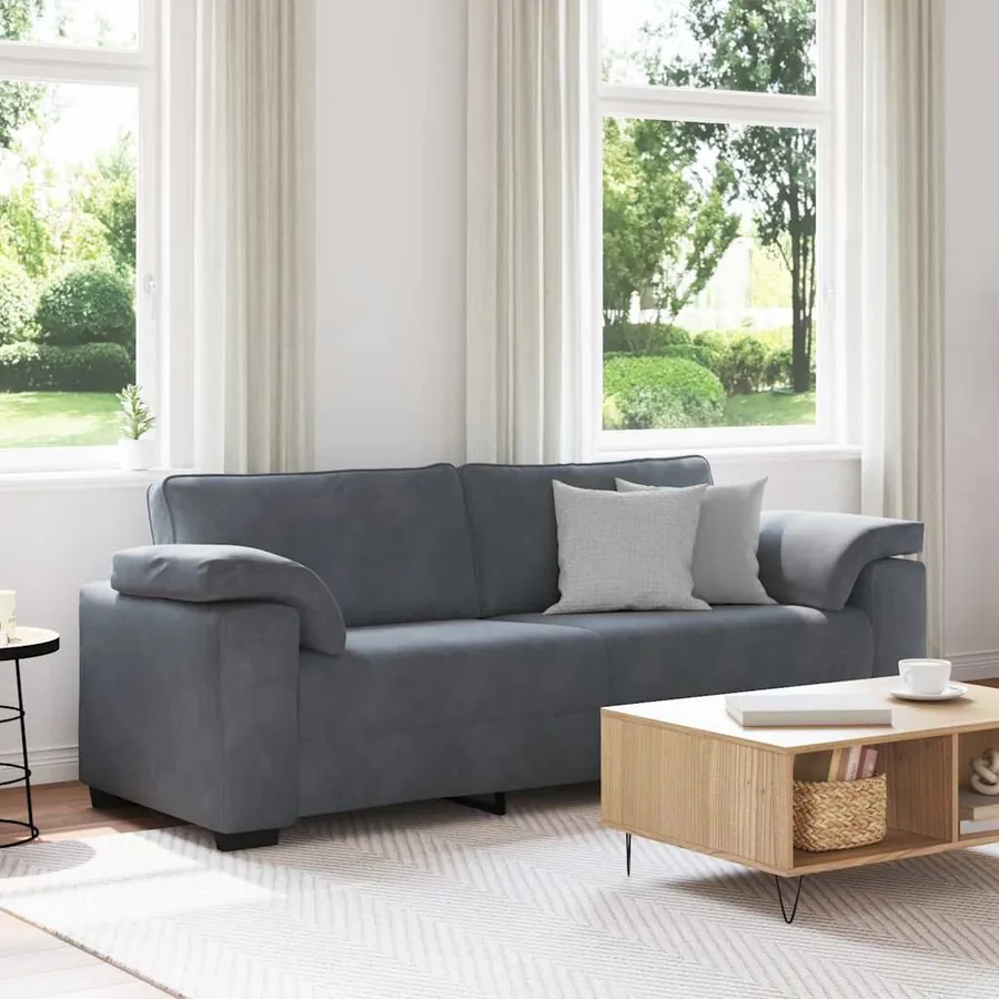 Canapé à 3 places gris foncé 220x77x82 cm velours