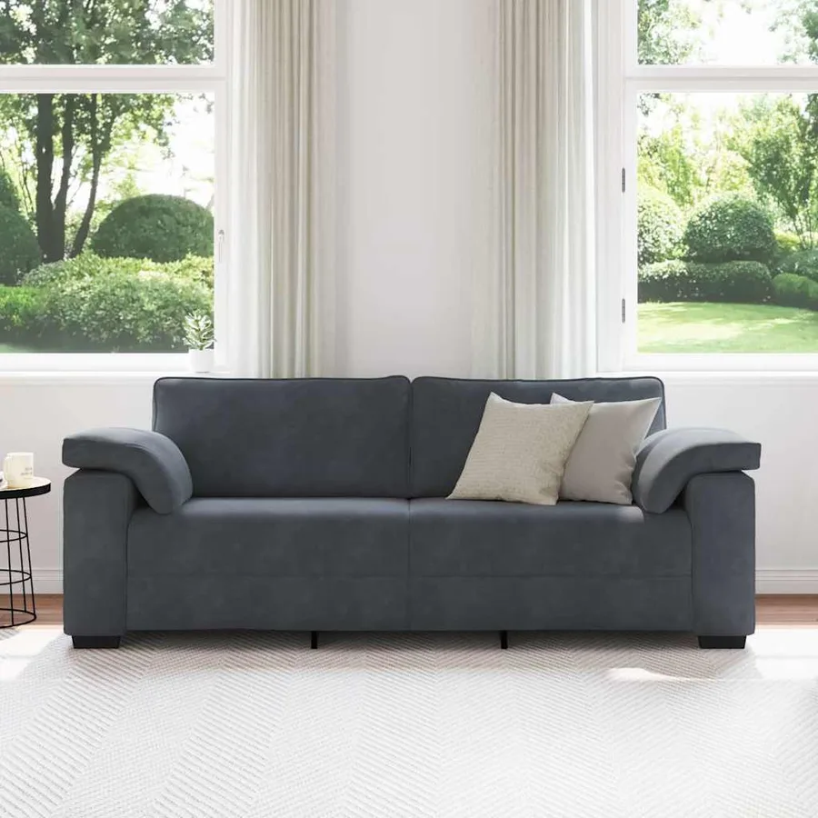 Canapé à 3 places gris foncé 220x77x82 cm velours - 3