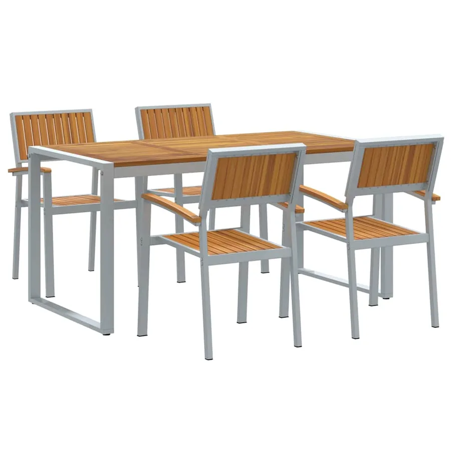 Ensemble de salle à manger pour jardin 5 pcs Gris - 2