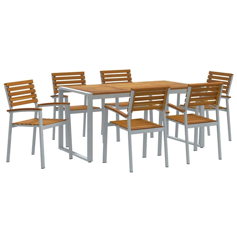 Ensemble de salle à manger pour jardin 7 pcs Gris - 2