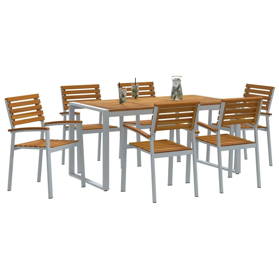 Ensemble de salle à manger pour jardin 7 pcs Gris - 3