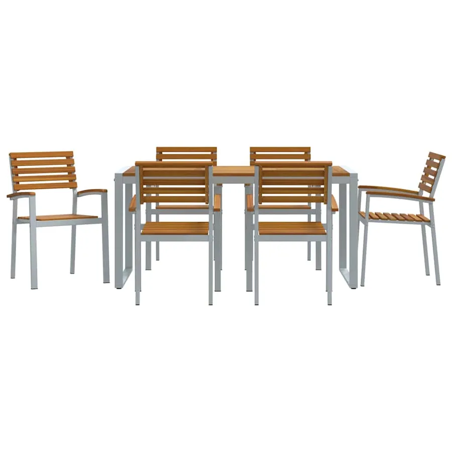 Ensemble de salle à manger pour jardin 7 pcs Gris - 7