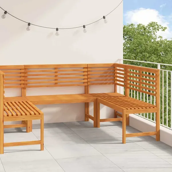 Ensemble de banc de jardin 5 pcs Marron Bois d'Acacia Massif