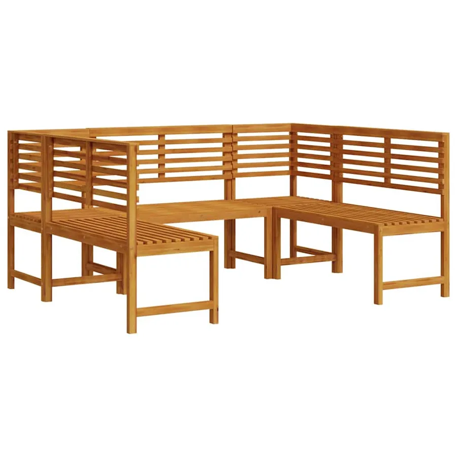 Ensemble de banc de jardin 5 pcs Marron Bois d'Acacia Massif - 2