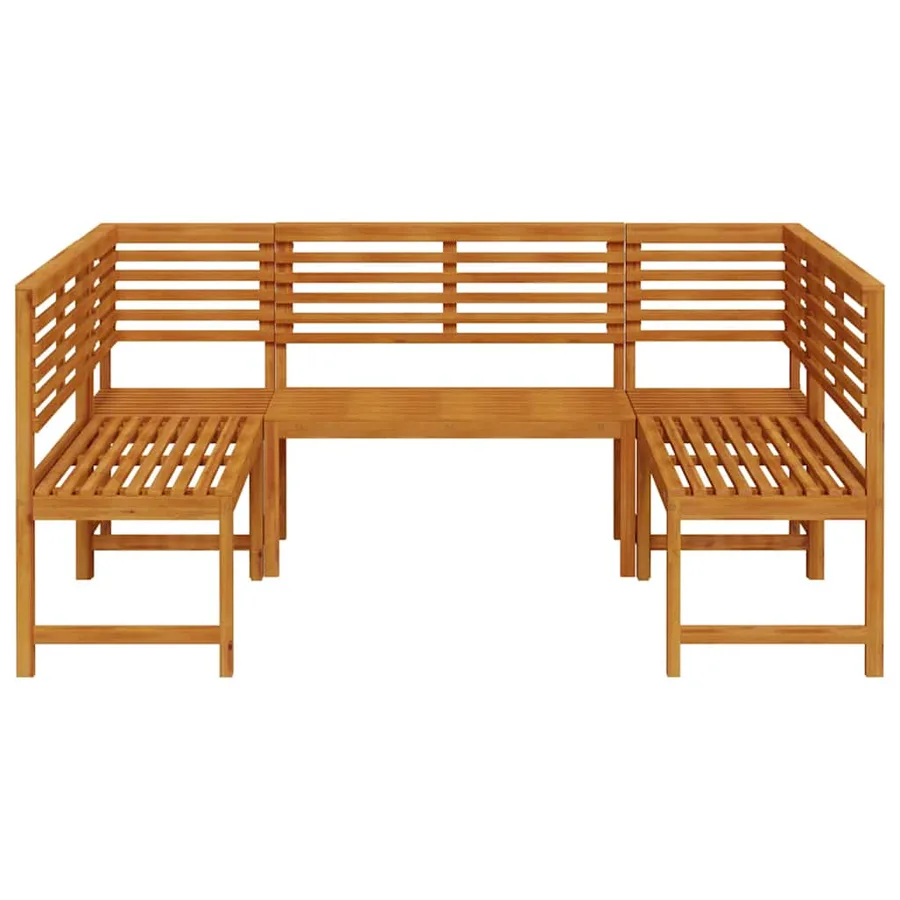 Ensemble de banc de jardin 5 pcs Marron Bois d'Acacia Massif - 6