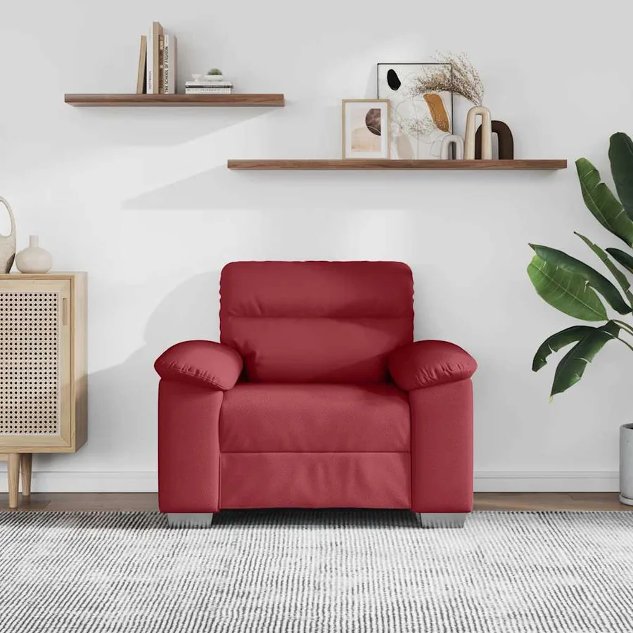 Fauteuil canapé rouge bordeaux 100x81x84 cm en similicuir - 3