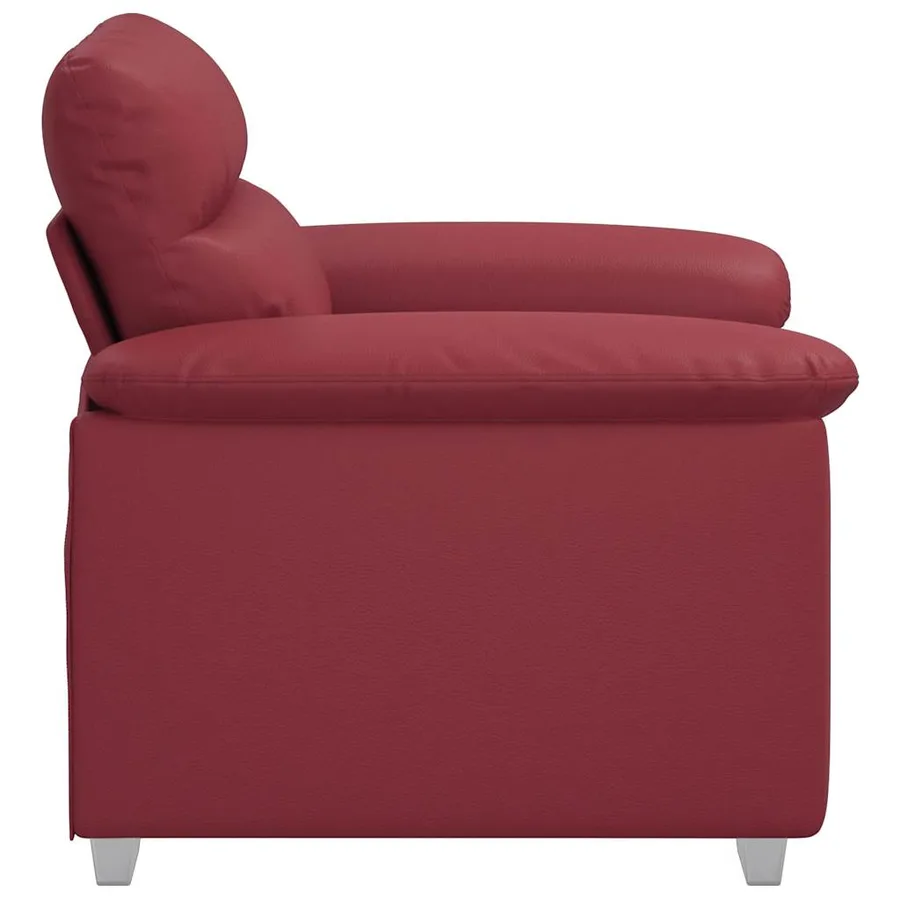 Fauteuil canapé rouge bordeaux 100x81x84 cm en similicuir - 5